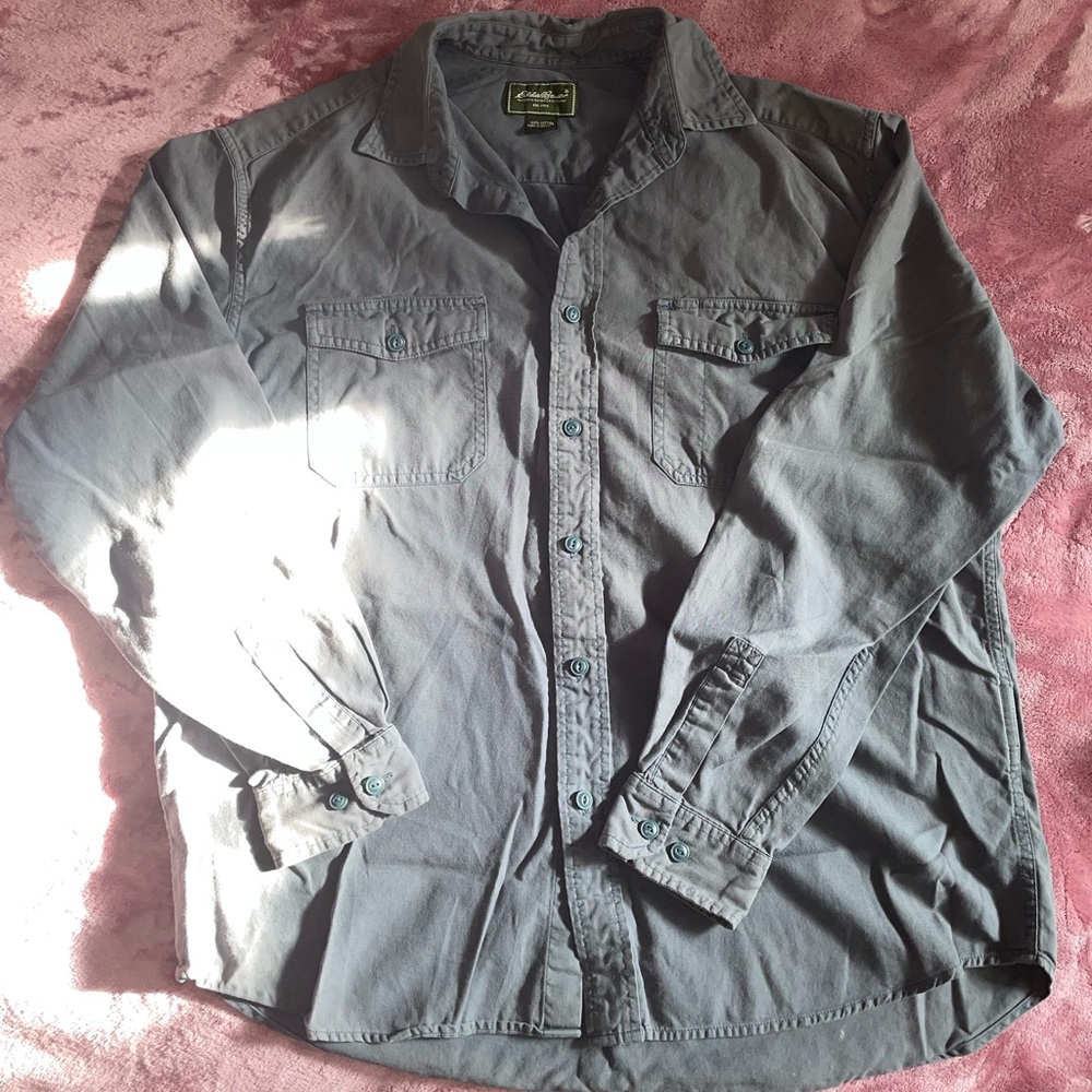 Eddie Bauer Men's Casual Gray Button-Down Shirt | good for outdoor  work shirt